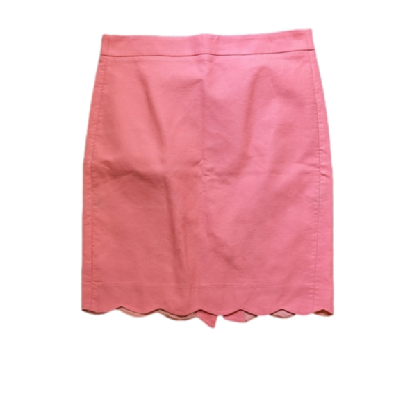 J. Crew scalloped edge peach/pink pencil skirt size 2 - Picture 1 of 3
